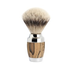 MÜHLE shaving brush, silvertip badger, handle material spalted beech 