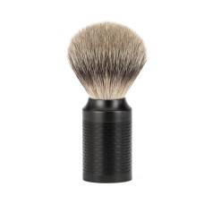  MÜHLE shaving brush, silvertip badger, handle material stainless steel/matte-black