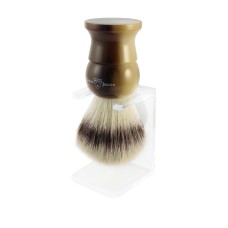 Edwin Jagger Imitation Horn Shaving Brush (Synthetic Silver Tip) With Stand