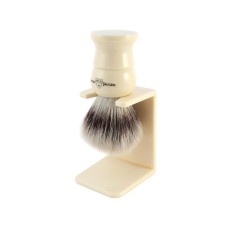 Edwin Jagger Imitation Ivory Shaving Brush (Synthetic Silver Tip) With Stand