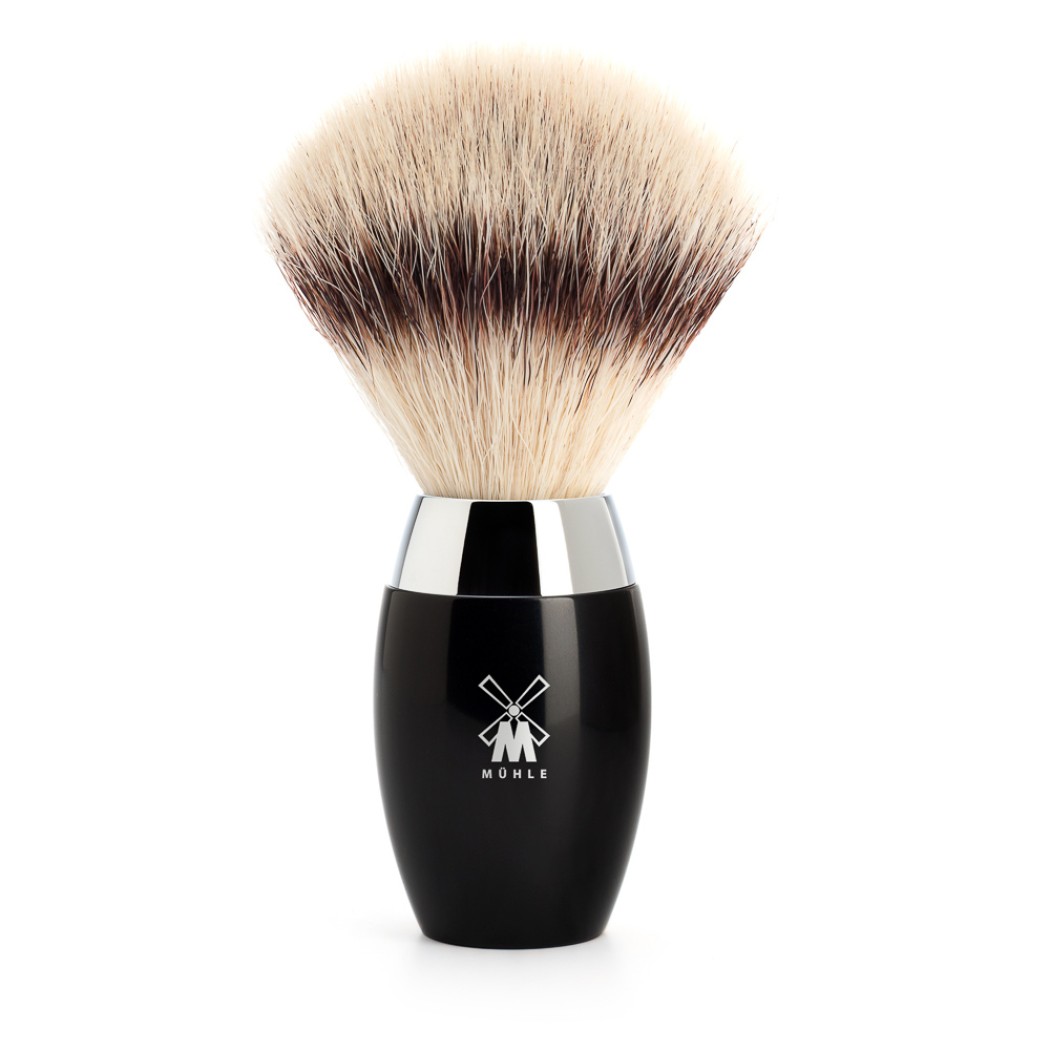 Shaving brush from MÜHLE, Silvertip Fibre®, handle material high-grade resin black