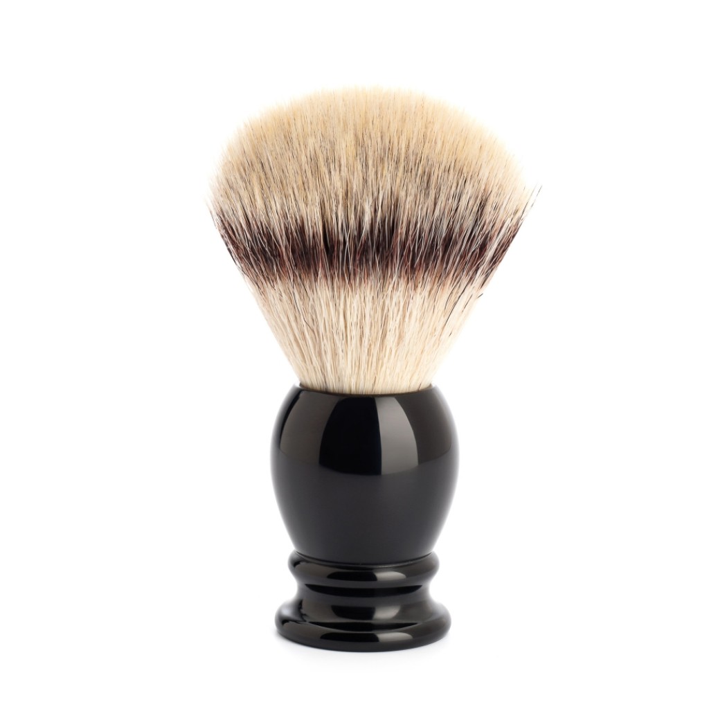 Shaving brush from MÜHLE, Silvertip Fibre®, handle material high-grade resin black 