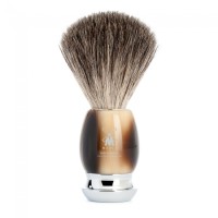 Shaving brush from MÜHLE, pure badger, handle material high-grade resin horn brown 