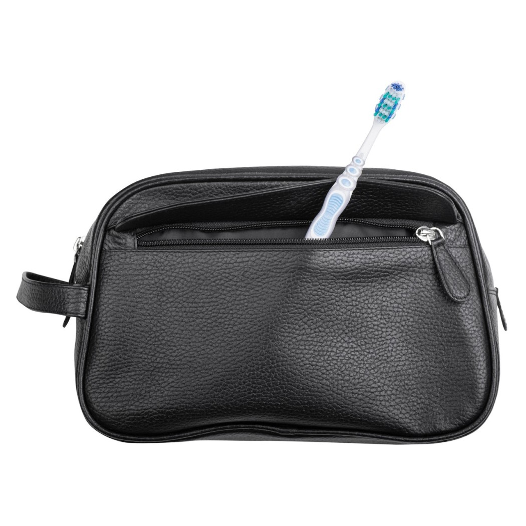Чанта от естествена зърнеста кожа за тоалетни принадлежности ERBE, черен Чанта от естествена зърнеста кожа за тоалетни принадлежности ERBE, черен