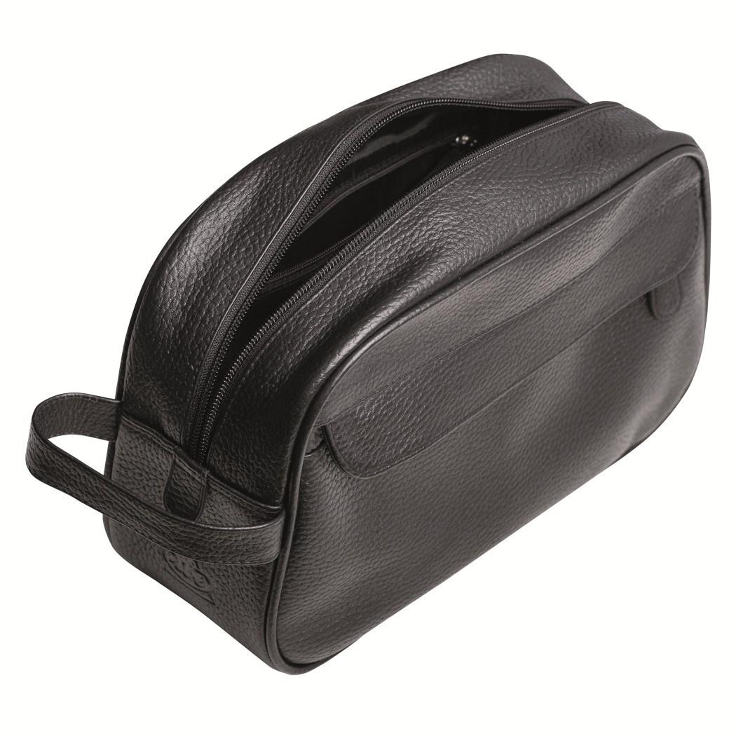 Чанта от естествена зърнеста кожа за тоалетни принадлежности ERBE, черен Чанта от естествена зърнеста кожа за тоалетни принадлежности ERBE, черен