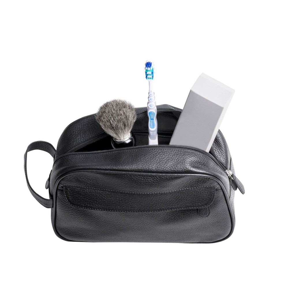 Чанта от естествена зърнеста кожа за тоалетни принадлежности ERBE, черен Чанта от естествена зърнеста кожа за тоалетни принадлежности ERBE, черен