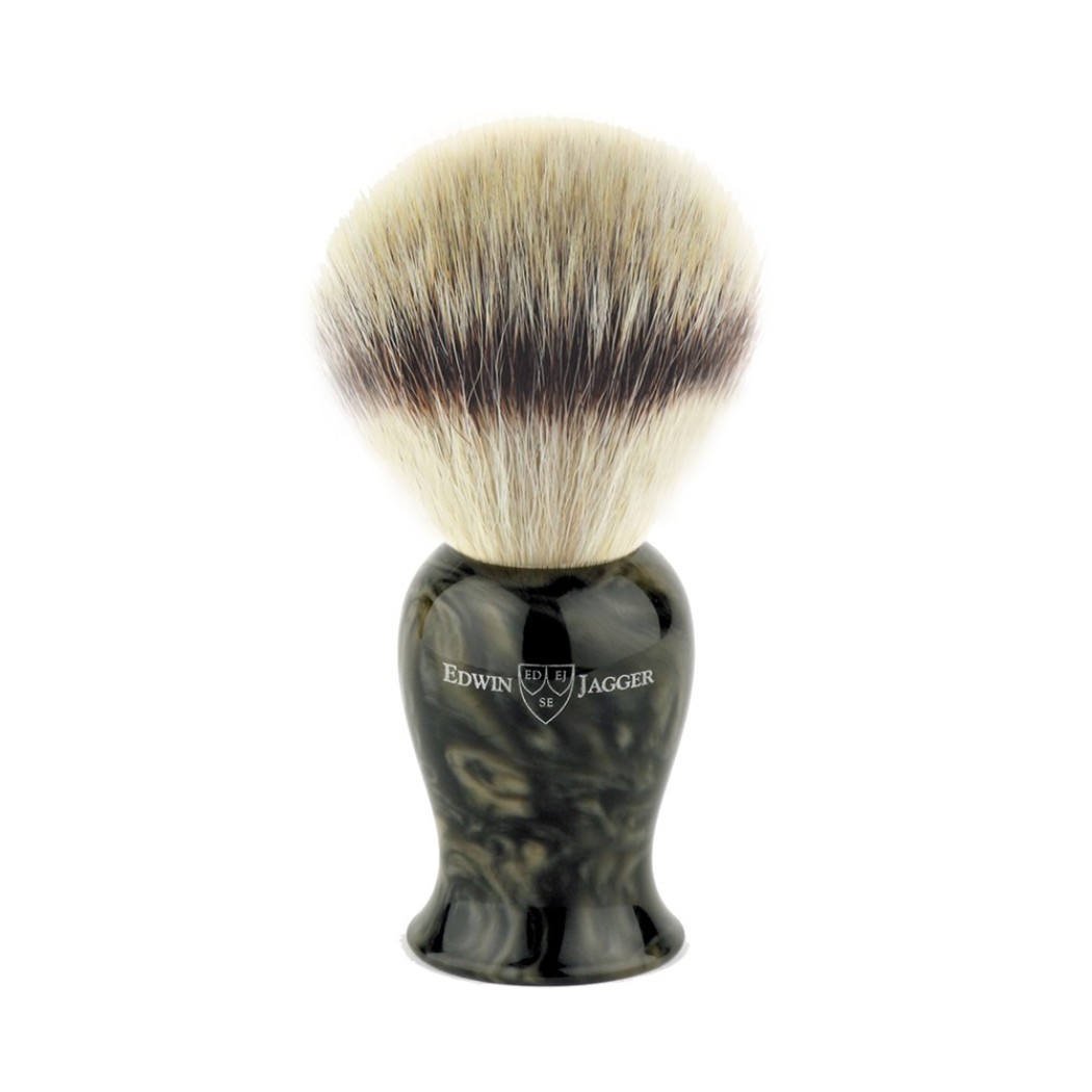 Edwin Jagger Plaza Imitation Black Marble Synthetic Silver Tip Shaving Brush