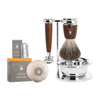 ПОДАРЪЧЕН КОМПЛЕКТ за бръснене MÜHLE RYTMO (парен ясен) + сапун + ножчета ПОДАРЪЧЕН КОМПЛЕКТ за бръснене MÜHLE RYTMO (парен ясен) + сапун + ножчета