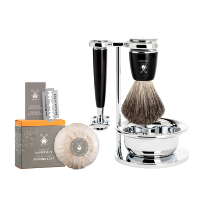 SET CADOU BARBER MÜHLE RYTMO (culoare neagră) + săpun + lame SET CADOU BARBER MÜHLE RYTMO (culoare neagră) + săpun + lame