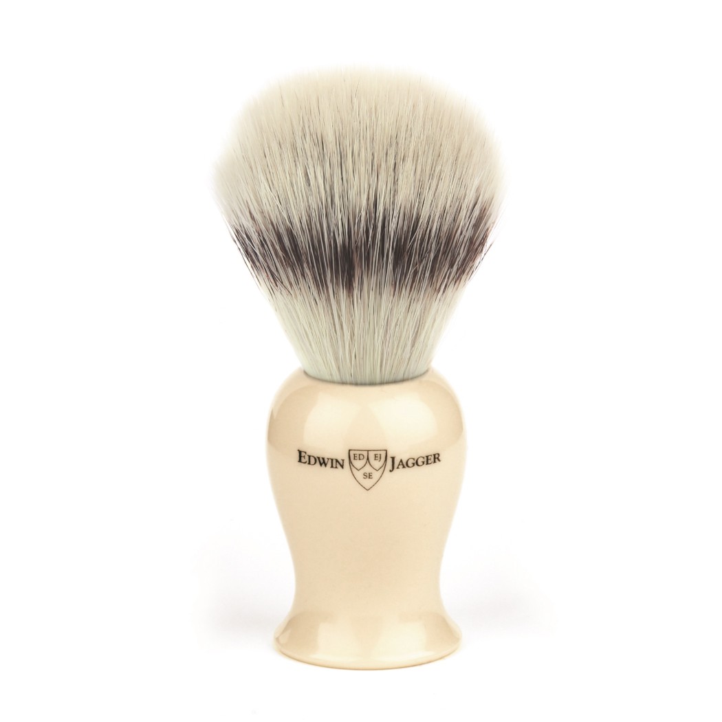 Edwin Jagger Plaza Imitation Ivory Synthetic Silver Tip Shaving Brush