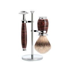 MÜHLE Shaving set, silvertip badger,with safety razor, handle material made of ebonite, PURIST 