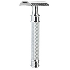 Safety razor GRANDE from MÜHLE, open comb, handle material chrome-plated metal 