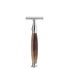Safety razor from MÜHLE, closed comb, handle material buffalo horn 