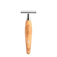 Safety razor from MÜHLE, closed comb, handle material olive wood 