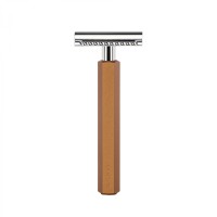 Safety razor designed by Mark Braun, closed comb, handle anodised aluminum, bronze 