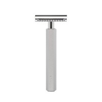 HEXAGON Safety razor designed by Mark Braun, closed comb, handle anodised aluminum, silver 