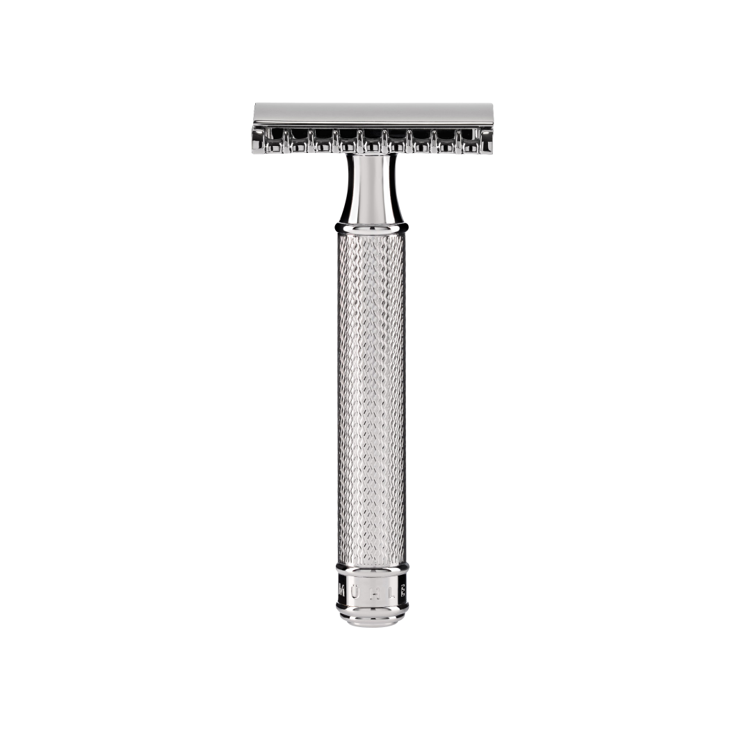 Safety razor from MÜHLE, open comb, handle material metal 