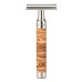 Safety razor from MÜHLE, closed foam edge, stainless steel, handle material birch bark 
