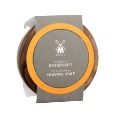 Shaving soap from MÜHLE, in wooden bowl, with Sea Buckthorn 