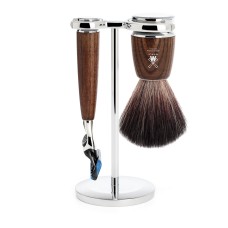 Shaving set of MÜHLE, Black Fibre, with Gillette® Fusion™, handle material made of steamed ash
