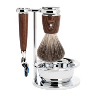 Shaving set of MÜHLE, pure badger, with Gillette® Fusion™, handle material made of steamed ash 