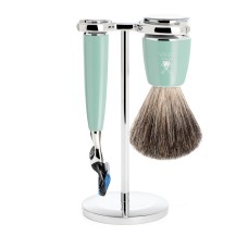 Shaving set of MÜHLE, pure badger, with Gillette® Fusion™, handle material made of high-grade resin mint