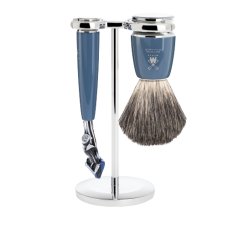 MÜHLE Shaving set, pure badger, with Gillette® Fusion™, handle material made of high-grade resin petrol 