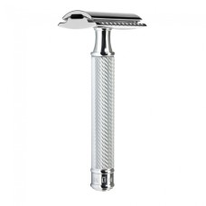 Safety razor from MÜHLE, closed comb, handle material chrome-plated metal 