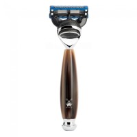 VIVO 5-blade razor from MÜHLE, Gillette® Fusion™, handle material high-grade resin horn brown 