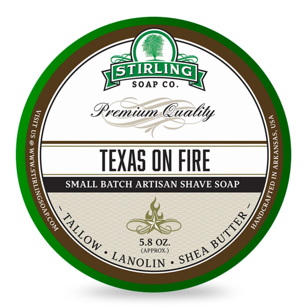 Stirling Soap Company shaving soap Stirling Texas on Fire 170ml