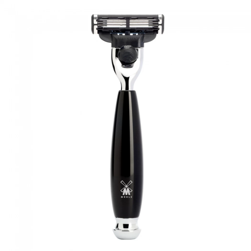 Ξυράφι VIVO 3 λεπίδων από MÜHLE, Gillette® Mach3®, υλικό λαβής υψηλής ποιότητας ρητίνη μαύρο 